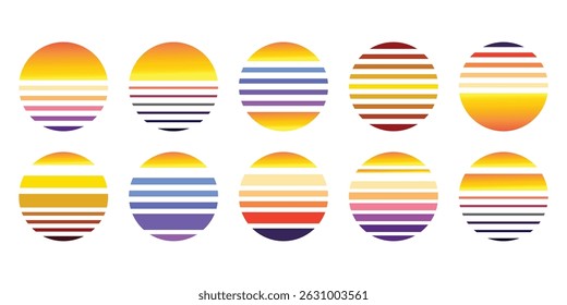 Retro Sunset Stripes Vector Collection