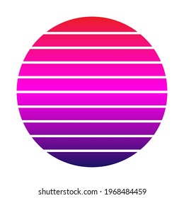 Retro sunset in the style of the 80s-90s. Abstract gradient background. Blue and red colors. Design template for logo, badges, banners, prints. Vector illustration on isolated white background
