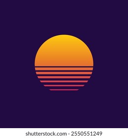 Retro sunset. sun for cyberpunk. summer logo. Vector illustration