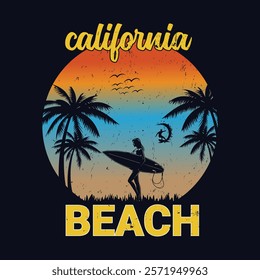 Retro Sunset Tshirt Design Vectors