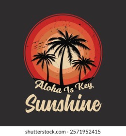 Retro Sunset Tshirt Design Vectors