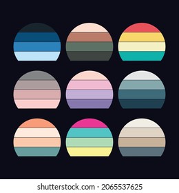 Retro Sunset vector Circle Graphic for retro and vintage design