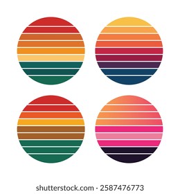 Retro sunset vector design collection