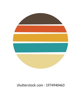 Retro sunset vector design. Vintage summer seaside sunset Isolated on white background.