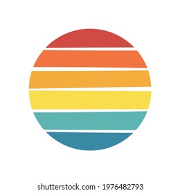 Retro sunset vector design. Vintage summer seaside sunset Isolated on white background.