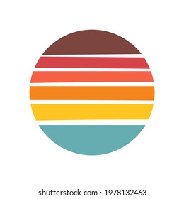 Retro sunset vector design. Vintage summer seaside sunset Isolated on white background.