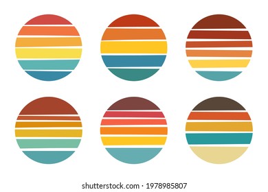 Retro sunset vector design. Vintage summer seaside sunset Isolated on white background.