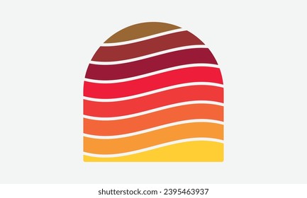Retro sunset vector design, Vintage summer seaside sunset Isolated on white background, Design template for logo, icons, banners, prints.