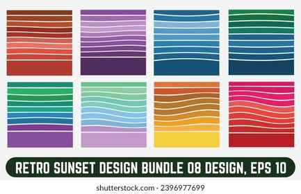 Retro sunset vector design, Vintage summer seaside sunset Isolated on white background, Design template for logo, icons, banners, prints.