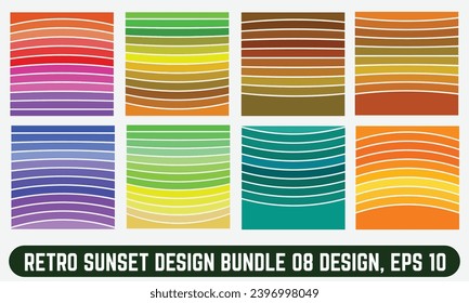 Retro Sonnenuntergang, Vektordesign, Vintage Sommer Sonnenuntergang einzeln auf weißem Hintergrund, Design-Vorlage für Logo, Symbole, Banner, Drucke.