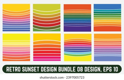 Diseño vectorial de atardecer retro, atardecer costero de verano vintage Aislado sobre fondo blanco, plantilla de diseño para logo, iconos, banners, impresiones.