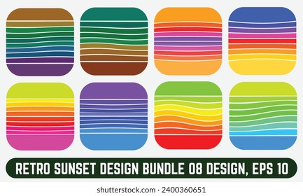 Retro sunset vector design, Vintage summer seaside sunset Isolated on white background, Design template for logo, icons, banners, prints.