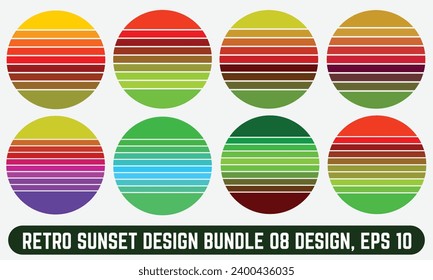 Retro sunset vector design, Vintage summer seaside sunset Isolated on white background, Design template for logo, icons, banners, prints.