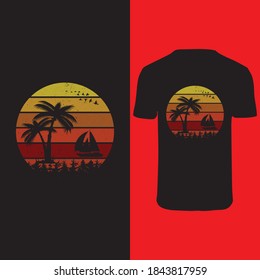 Retro Sunset Vector graphic for t-shirt print and other uses