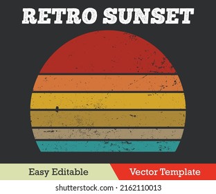 Retro Sunset Vintage Grunge Effect Vector Template.  - Shutterstock ID 2162110013