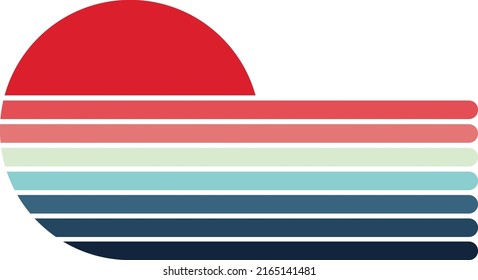 Retro sunset vintage half-circle stripes design. This Vintage style opposite horizontal stripes retro sunset is for print on demand, t-shirt design, book covers, posters etc. svg