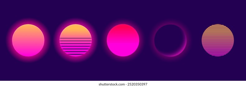 Retro sunset. Vintage style sun. Vector template for your design.