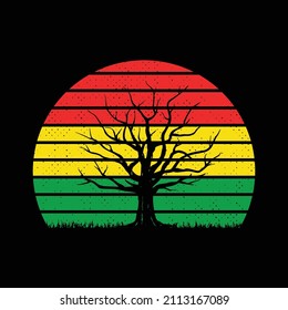 Retro Sunset Vintage Tree Design
