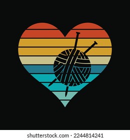 Retro Sunset Yarn Funny Knitter svg design