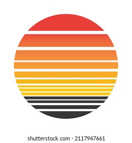 Retro Sunsets Colorful Circle Vintage