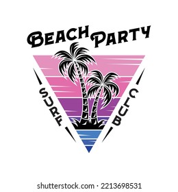 retro sunsets in the style of the 80s and 90s with palm black. Silhouettes of palm trees. Vector design template for logo, badges. Isolated white background.