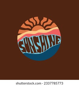 retro sunshine typography vintage nature summer vibe t shirt print graphic design