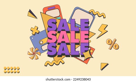 retro super mega sale design banner, landing page or poster
