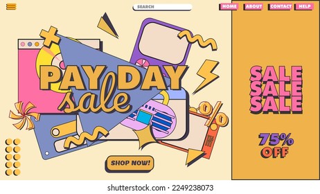 retro super mega sale design banner, landing page or poster