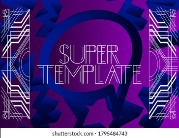 Retro Super Template text. Decorative greeting card, sign with vintage letters.