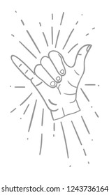 Retro surf hand vector illustration