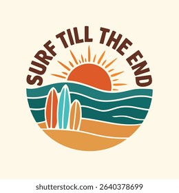 Retro Surf Till The End Illustration for Coffee Mug