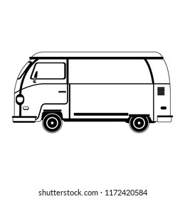 Retro surf van in black and white