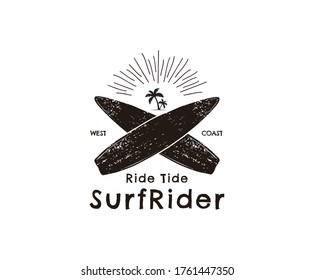 Retro Surfboard  Surfing Rider, typography, Surfing fashion print design.