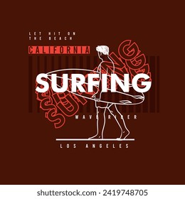 retro Surfing California los angeles wave rider spiral  typography poster design