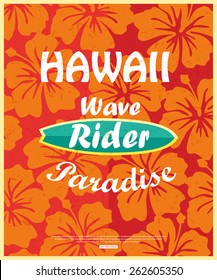 Retro surfing typographical poster with place for text for your design. Vector illustration.