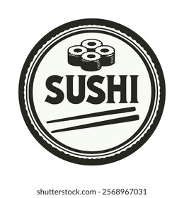 retro sushi japanese food vintage emblem badge label vector illustration template design