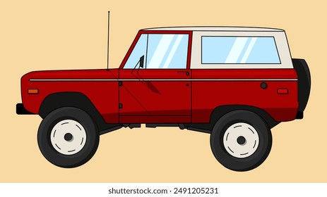 Retro SUV auto truck Vector classic usa American 