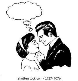 Retro sweet couple, retro clip art