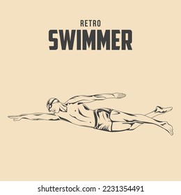 Ilustración de las Existencias de Vectores Retro Swimmer 