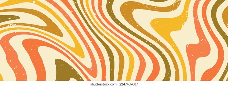 Retro Swirl Resumen Patrón de textura Fondo Psichedelia Vector Amarillo