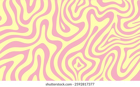 Retro Swirl Aesthetic, Captivating Pattern in Pastel Pink and Light Yellow, Ideal for Backgrounds, Textiles, and Artistic Visuals that Evoke a Groovy and Nostalgic Vibe