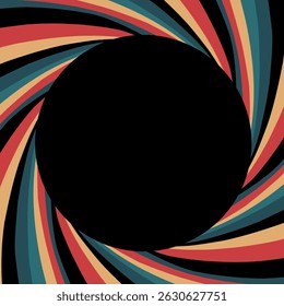 Redemoinho retrô com um fundo de círculo preto