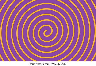 Retro retro espiral, Twirl doce halloween fundo. Espiral laranja amarela e roxa hipnótica. Padrão psicodélico abstrato. Truque ou deleite.