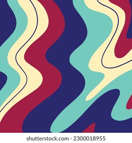 Retro swirls 70s vintage style vector background