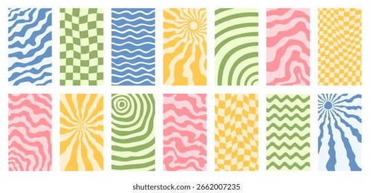 Retro Swirls And Checks Pattern Set