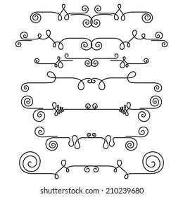 Retro swirls, vintage scroll elements, vector