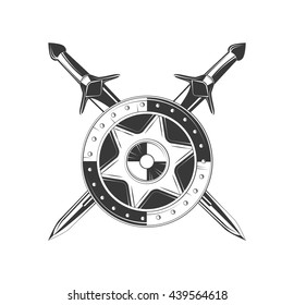 Retro sword badges and shields logo design elements