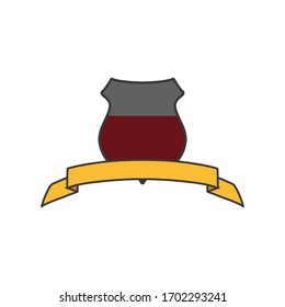 retro symbol for shield and ribbon. vector isolated