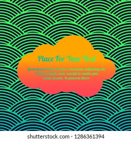 retro synthwave abstract pattern with orange cloud text box design illustration