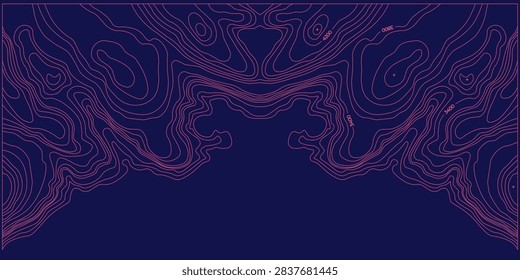 Retro synthwave elevation contour map copyspace background